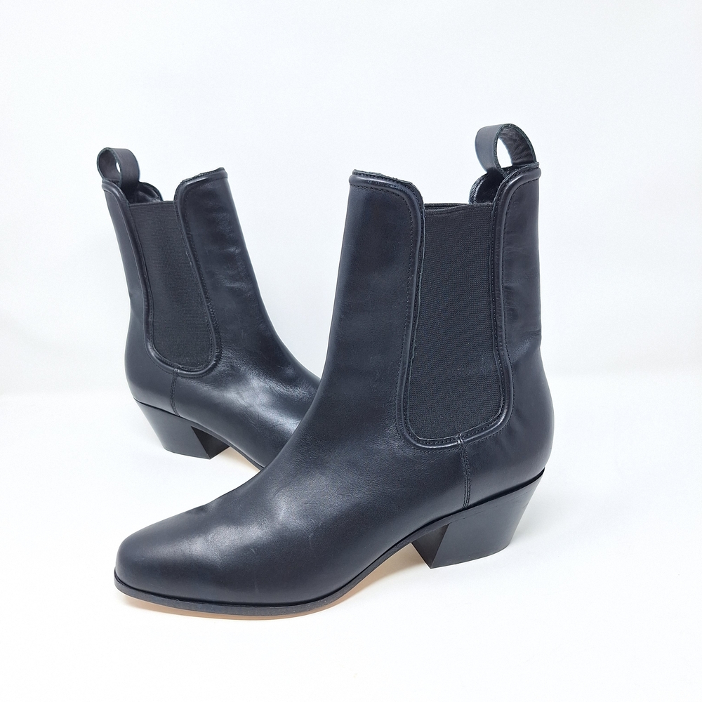 Veronica Beard Black Leather Lada Chelsea Ankle Boots 7M
